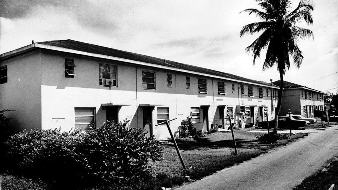 A part of the Scott-Carver housing project in Liberty City, photographed in 1975, at the corner of Northwest 72nd Street and 22nd Avenue.
