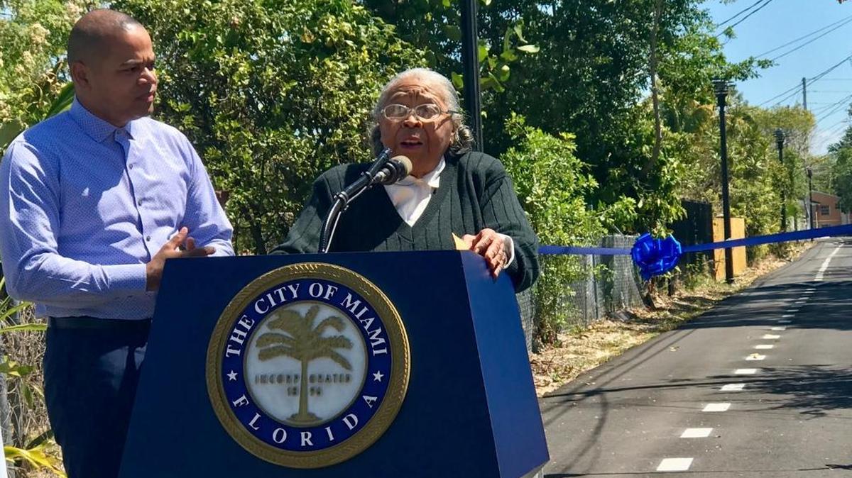Longtime Liberty City resident Nancy Dawkins commends the city for the improved alleys and advises her neighbors to keep them clean.
