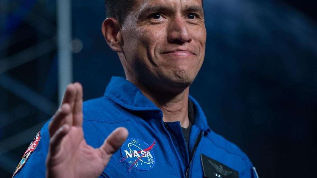 NASA astronaut candidate Dr. Francisco “Frank” Rubio, 41, waves as he is introduced as one of 12 new candidates, Wednesday, June 7, 2017, during an event at NASA’s Johnson Space Center in Houston. After completing two years of training, the new astronaut candidates could be assigned to missions performing research on the International Space Station or launching on deep space missions on NASA’s new Orion spacecraft and Space Launch System rocket.