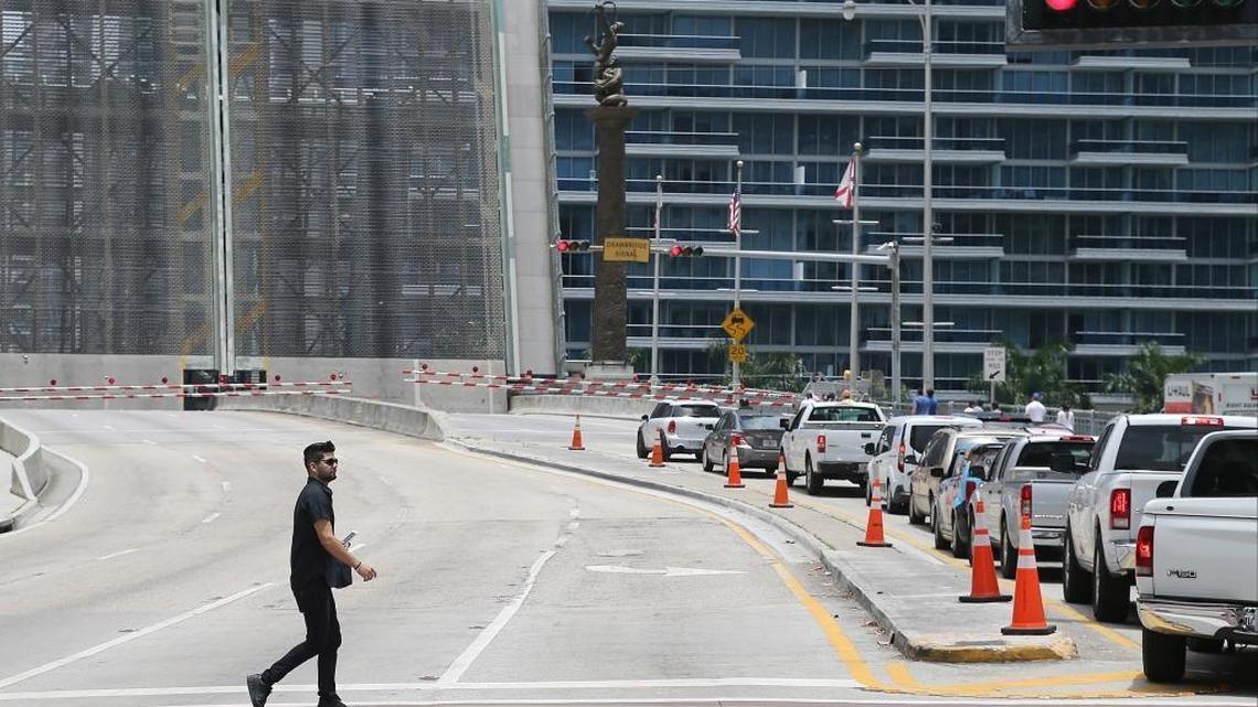 In this file photo, the Brickell Avenue Bridge stops traffic.