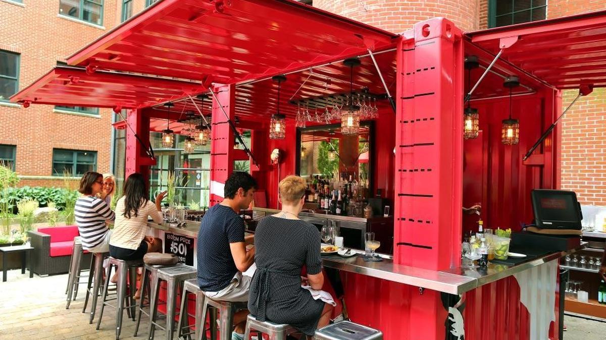 In this file photo, a shipping container was repurposed to serve as an outdoor bar at Cinquecento restaurant in Boston.