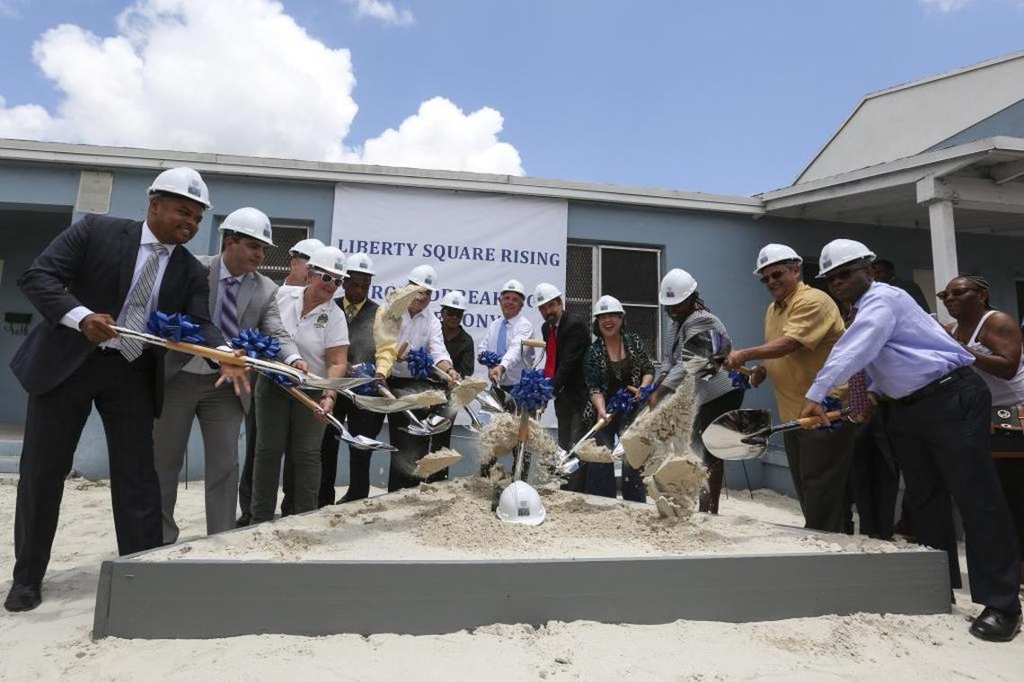 Miami-Dade County and officials from Related Urban Development break ground during a ceremony to launch the redevelopment of the Liberty Square Rising project in Liberty City in May 2017.