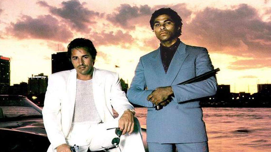 
Thirty years ago, the cops-versus-drug-lords melodrama “Miami Vice” — starring Don Johnson, left, and Philip Michael Thomas, right, as as undercover narcs Sonny Crockett and Rico Tubbs — debuted on NBC-TV. The show’s producers cast a hyper-Miami as a principal character that even locals had trouble recognizing.
