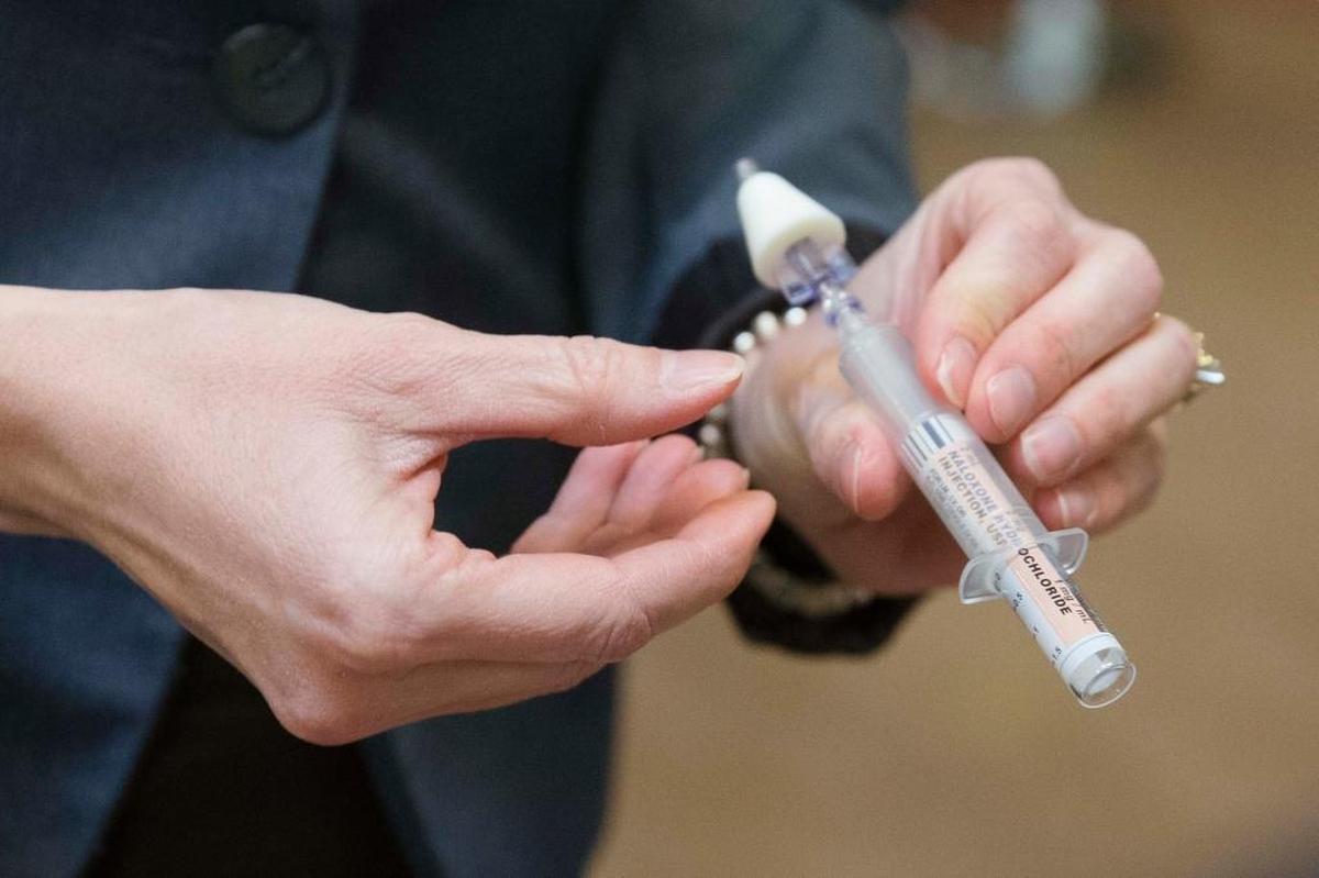 A Naloxone nasal injector, which police and paramedics can use to revive overdose victims.