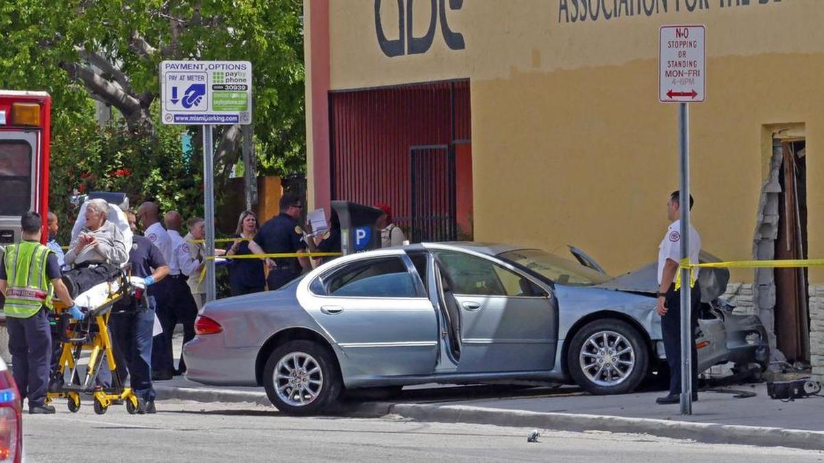 
A woman was killed when a car crashed into a Wynwood school. A man was hurt by debris.
