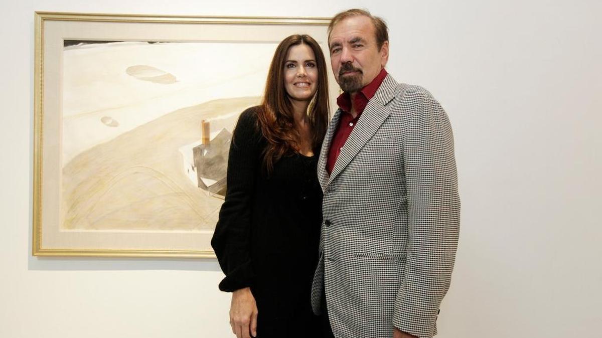 Darlene Boytell-Pérez and Jorge Pérez at Julio Larraz, paintings exhibition at Azcaso Gallery in Wynwood on Saturday November 30th., 2013.
