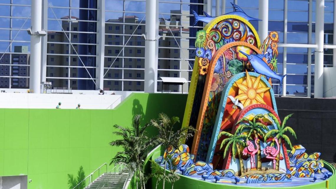 Red Grooms was commissioned by Miami-Dade's Art in Public Places to create this design home-run sculpture called “Homer,” a mechanized artwork that activates when the Marlins hit a home run in their county-owned ballpark.