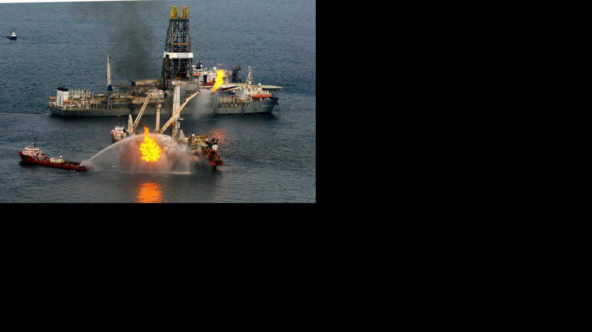 
Flames shoot from the boat Discoverer Enterprise in 2010 as it collected oil and gas spilled by BP’s Deepwater Horizon well in the Gulf of Mexico. The spill killed 11 workers and pumped more than 200 million gallons of oil over 87 days after a drilling rig filled with methane and exploded. The spill is the biggest in U.S. history.
