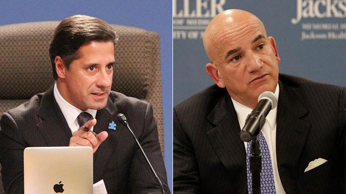 Miami Dade Schools superintendent Alberto Carvalho, left, and Carlos A. Migoya, president and CEO of Jackson Health System.