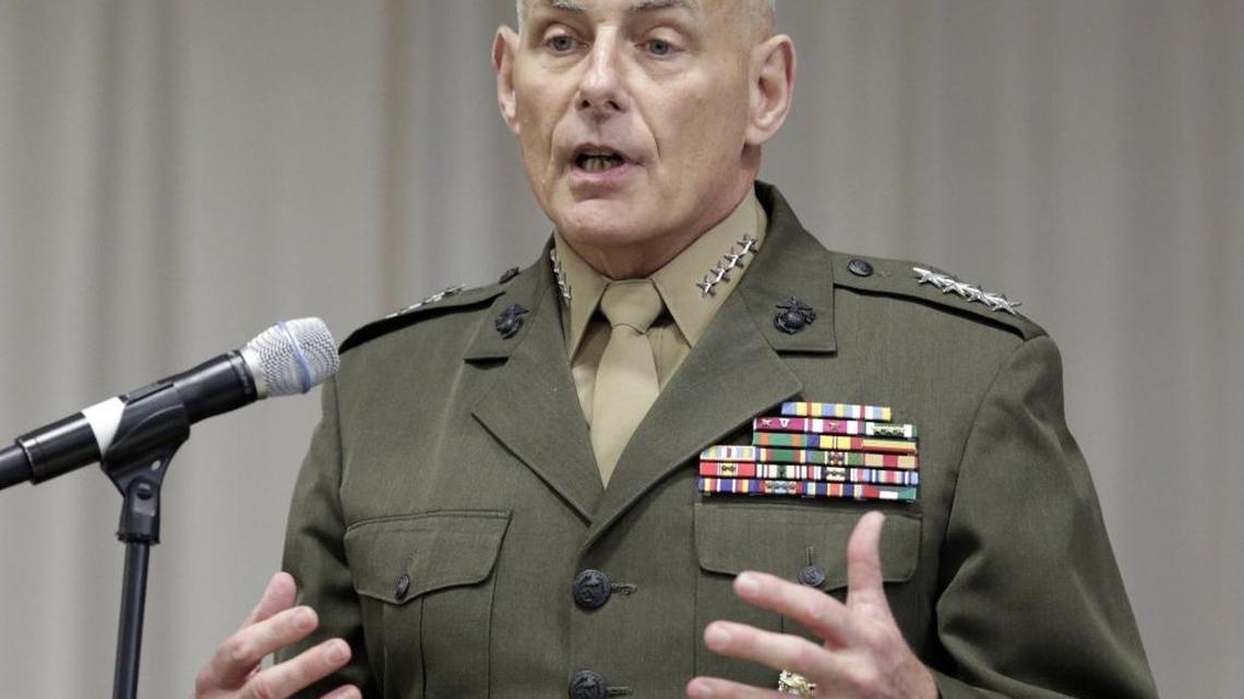 United States Marine Corps General John F. Kelly during the United States Southern Command’s Change of Command Ceremony as General Kelly retires and Admiral Kurt W. Tidd takes over, January 14, 2016.