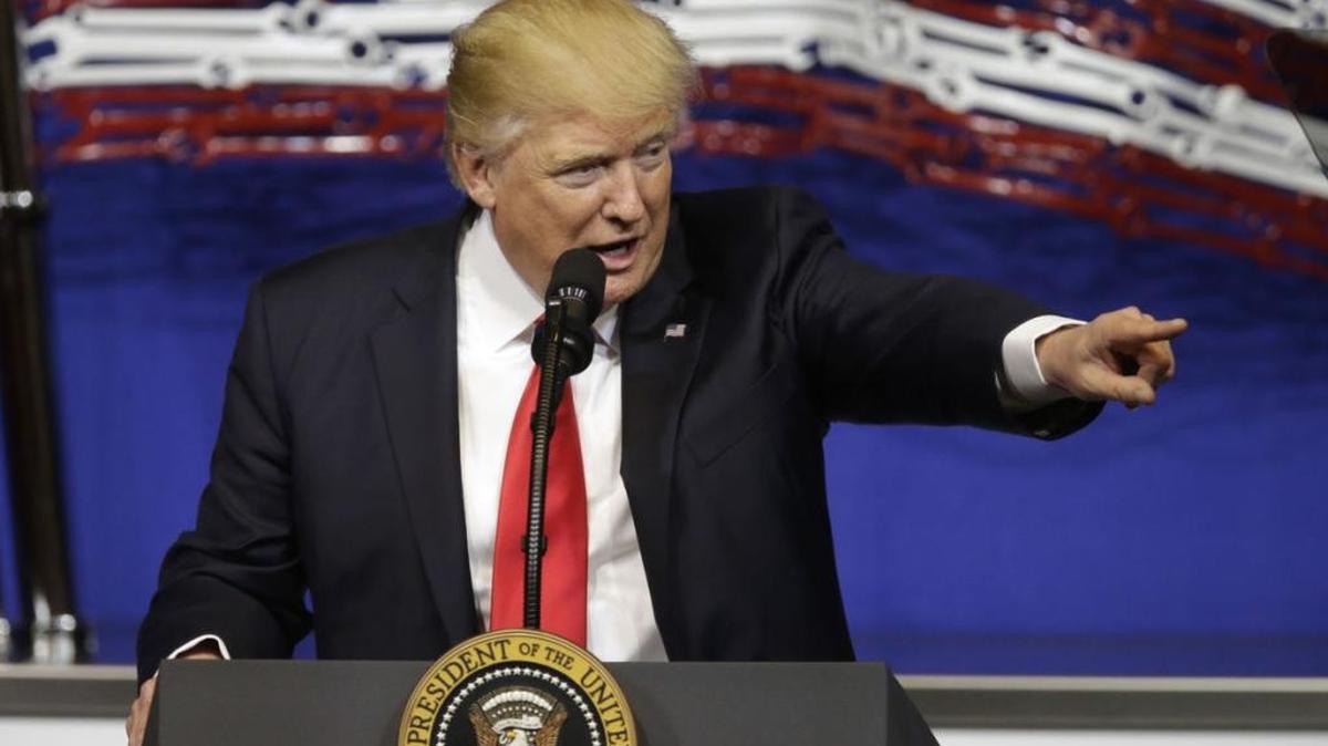 President Donald Trump spoke about his accomplishments as he approached the 100-day mark in Kenosha, Wisconsin, on April 18, 2017.