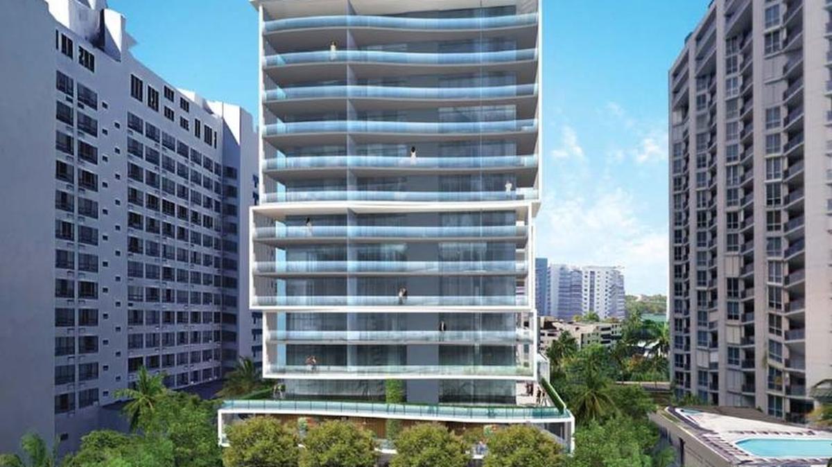 A rendering shows China City Construction’s proposed North Beach condo as viewed from the beach side.