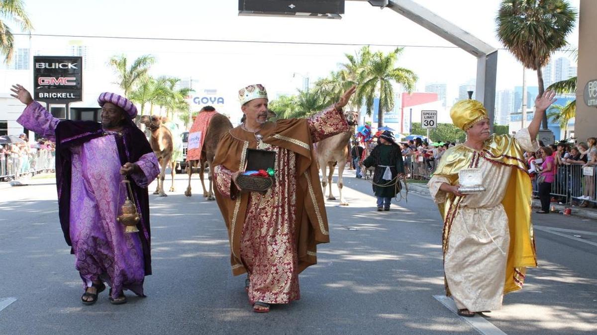 The three kings march in the Three Kings Day parade in 2013 in Little Havana.