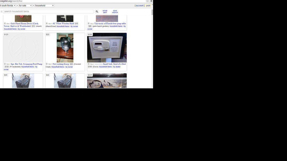 
Buyers and sellers of these items on Craigslist’s South Florida site could conduct their business outside Miami-Dade police stations under a new proposal targeting robberies tied to online classified sites. 
