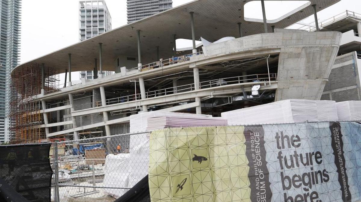 Ongoing construction on Wednesday of the Patricia and Phillip Frost Museum of Science.