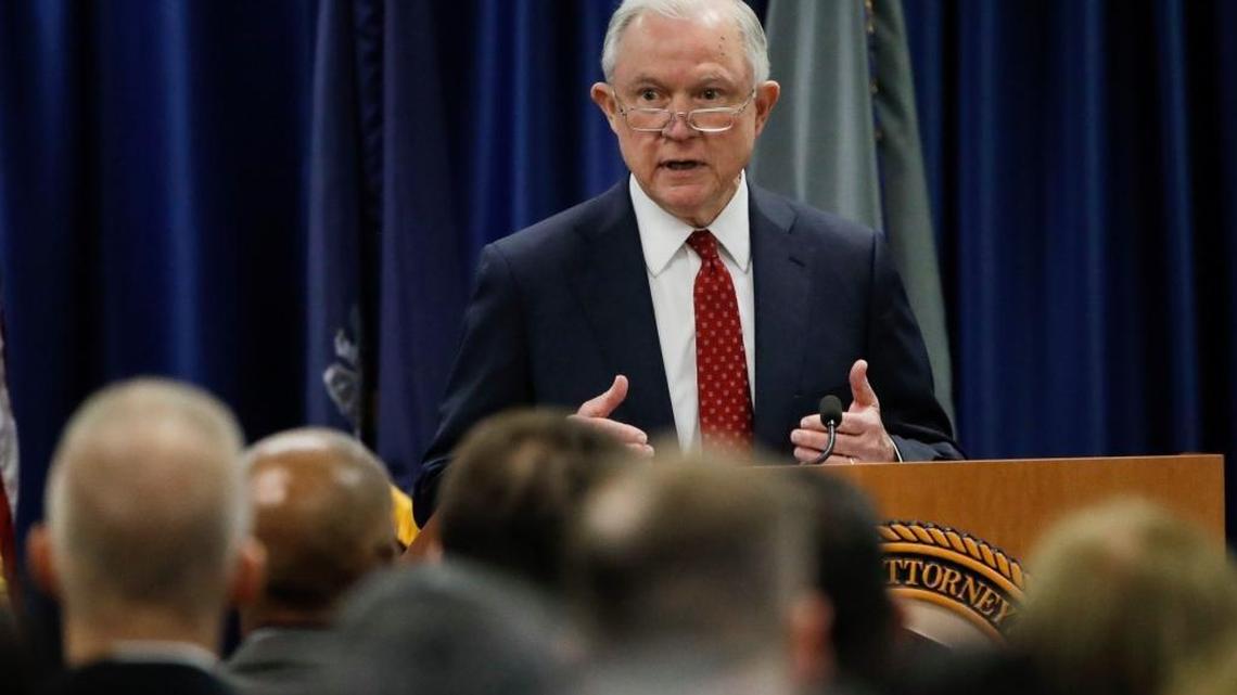 Attorney General Jeff Sessions speaks at the U.S. Attorney's Office in Philadelphia, Friday, July 21, 2017.