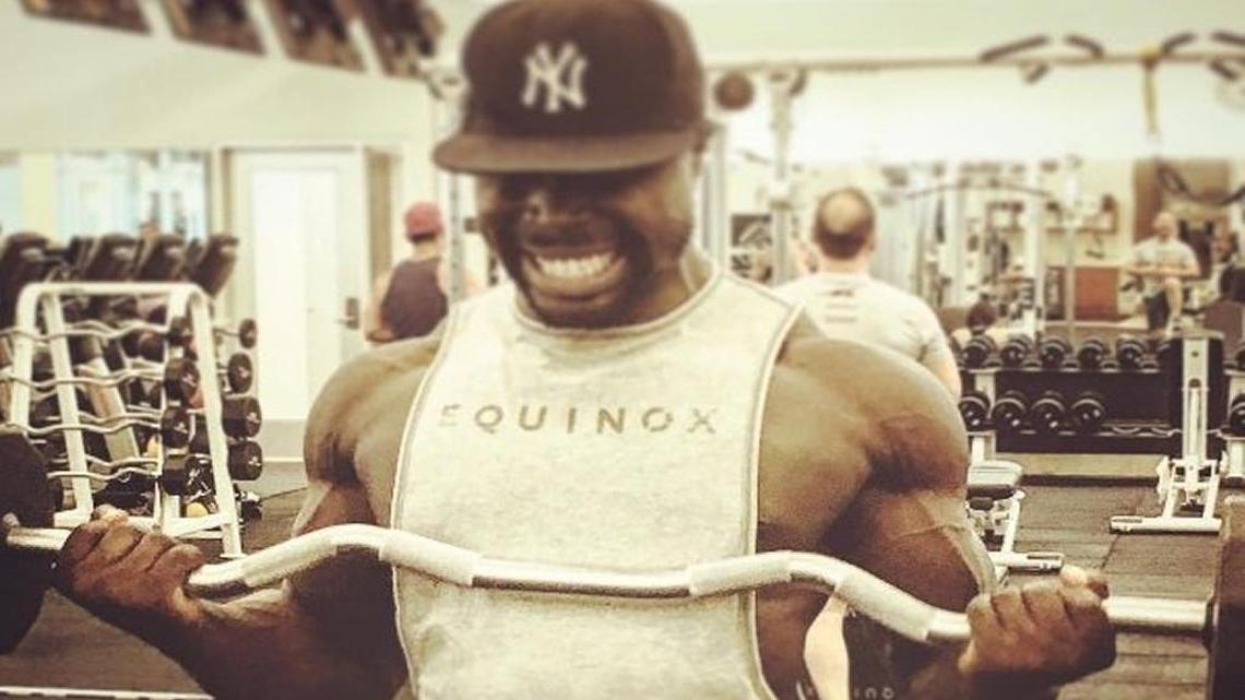 A photo of Abeku Wilson lifting weights at Equinox, as posted on his Instragram feed.