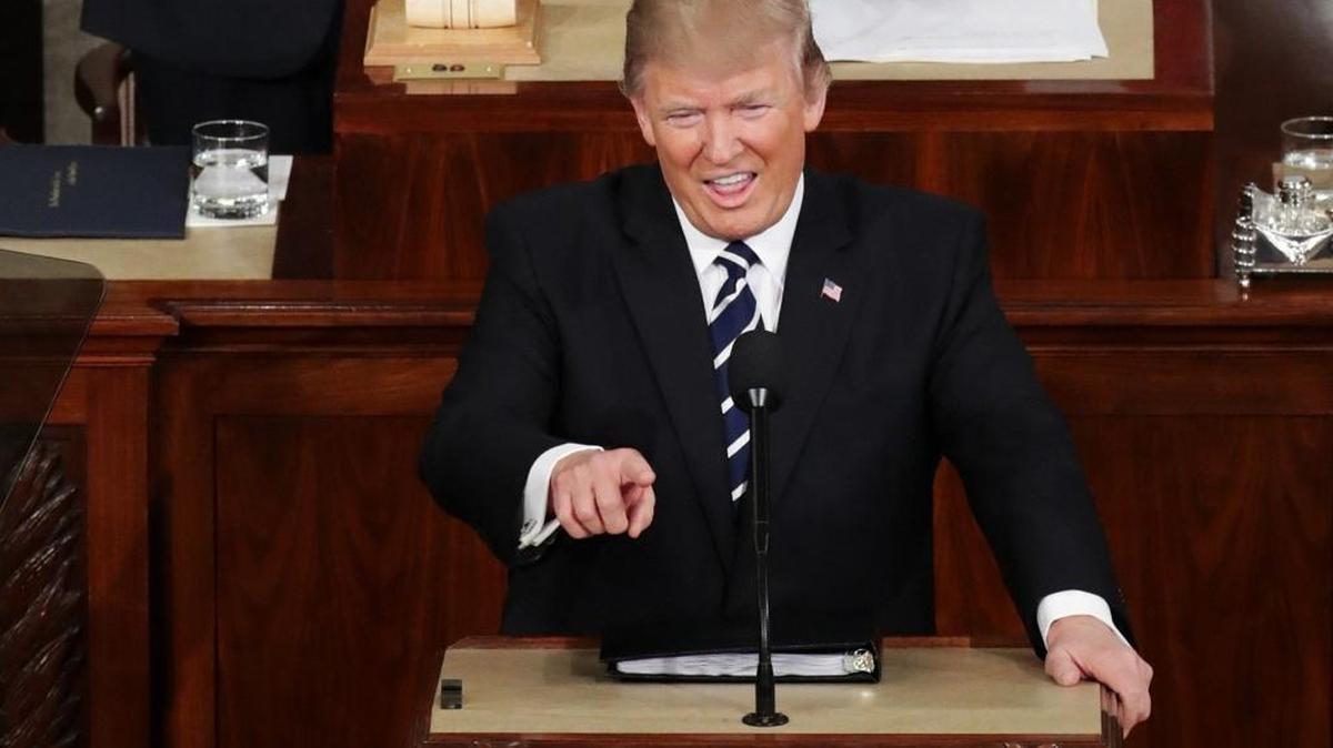 President Donald Trump addresses a joint session of Congress on February 28, 2017.