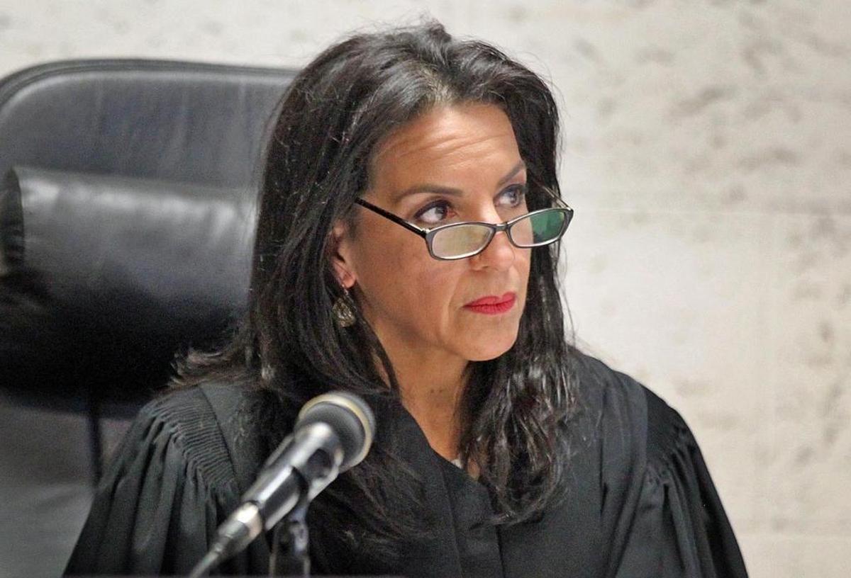 Circuit Court Judge Beatrice Butchko at the first court hearing of the lawsuit Miami-Dade County versus Miami Marlins on Thursday, Feb. 22, 2018. She said she would allow lawyers for the county and the city of Miami to begin demanding documents from former Marlins owner Jeffrey Loria as they contest Loria’s claim of no profits to share with the two governments from his $1.2 billion sale of the team to Derek Jeter and partners.