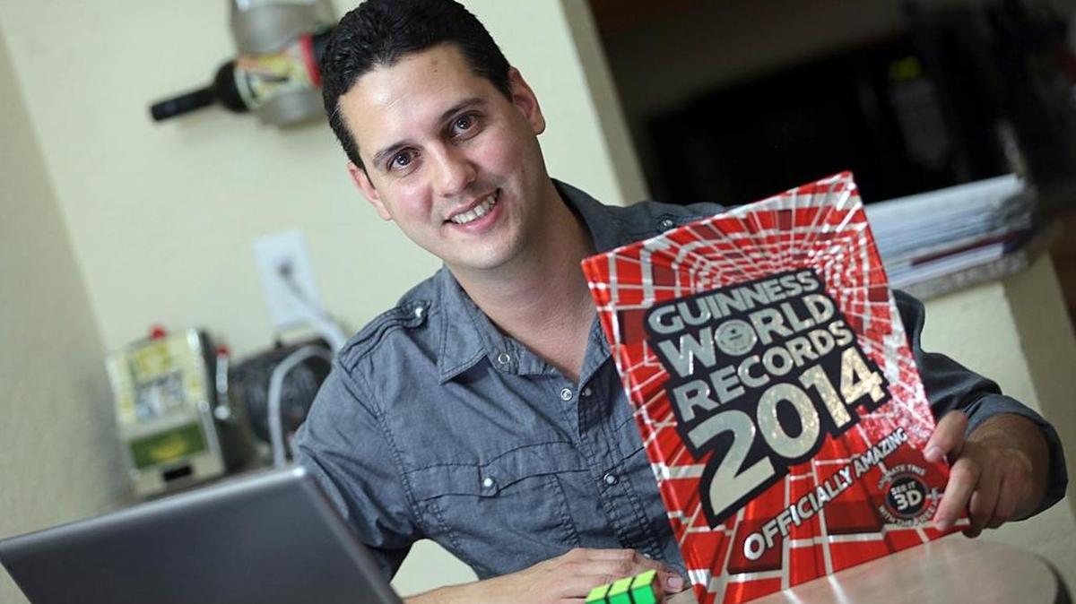 Mathematician Yusnier Viera set a Guinness record in October at Miami Dade College in Hialeah.