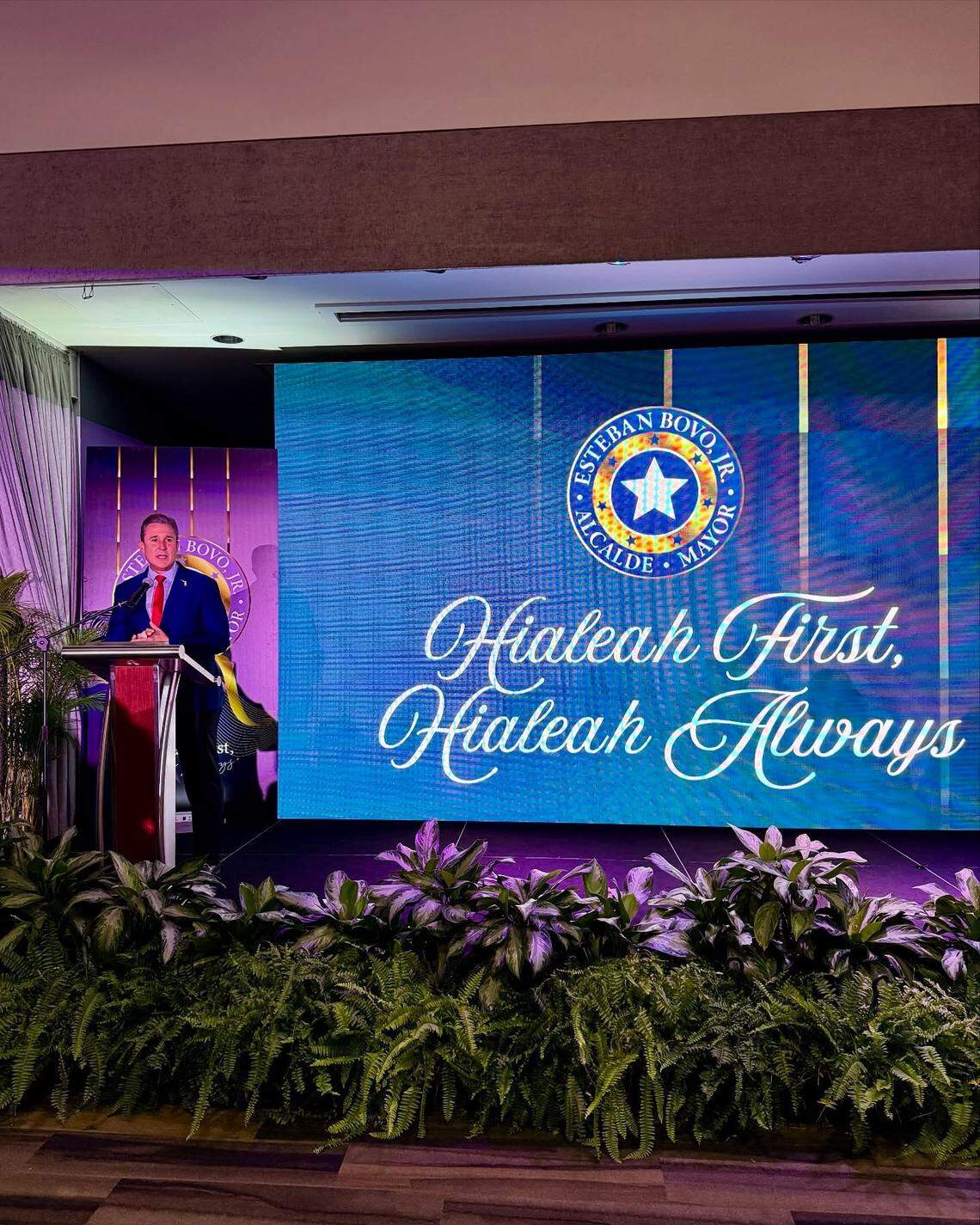 Miami-Dade Commissioner René García, during the farewell party of Bovo. Garcia has announced his candidacy for Hialeah mayor following the resignation of Esteban Bovo in April 2025.