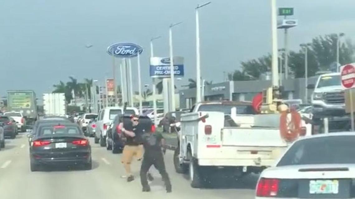 A man attacks another with a bat in Hialeah in an apparent road rage incident.
