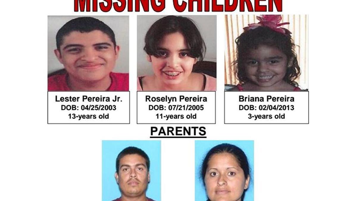 Photos of the three missing children and their parents. They had been living in Hialeah.