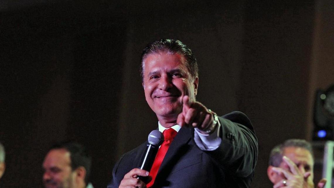 Hialeah Mayor Carlos Hernandez speaks to supporters at Milander Auditorium after being reelected on Tuesday, November 7, 2017.