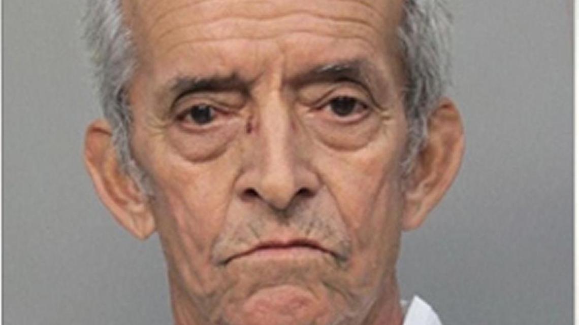 Reineiro Caballero Espino (pictured) was charged by Hialeah police with first degree murder and armed robbery in the shooting death of his tenant, Ramon Emilio Gutierrez Castillo, Saturday afternoon.