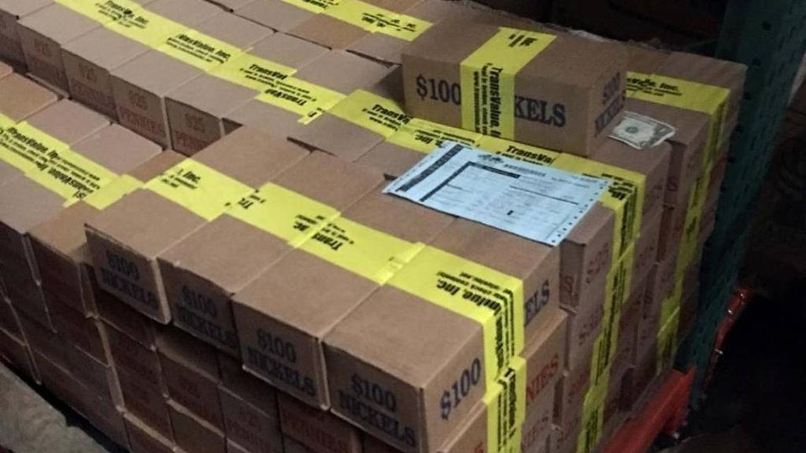 Boxes of coins Hialeah Mayor Carlos Hernandez used to pay a $4,000 ethics fine.