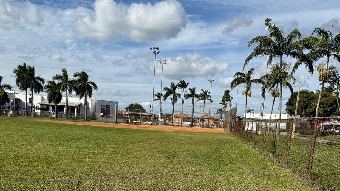 One of the playing fields at Slade Park in Hialeah. A charter school wants to expand into the park