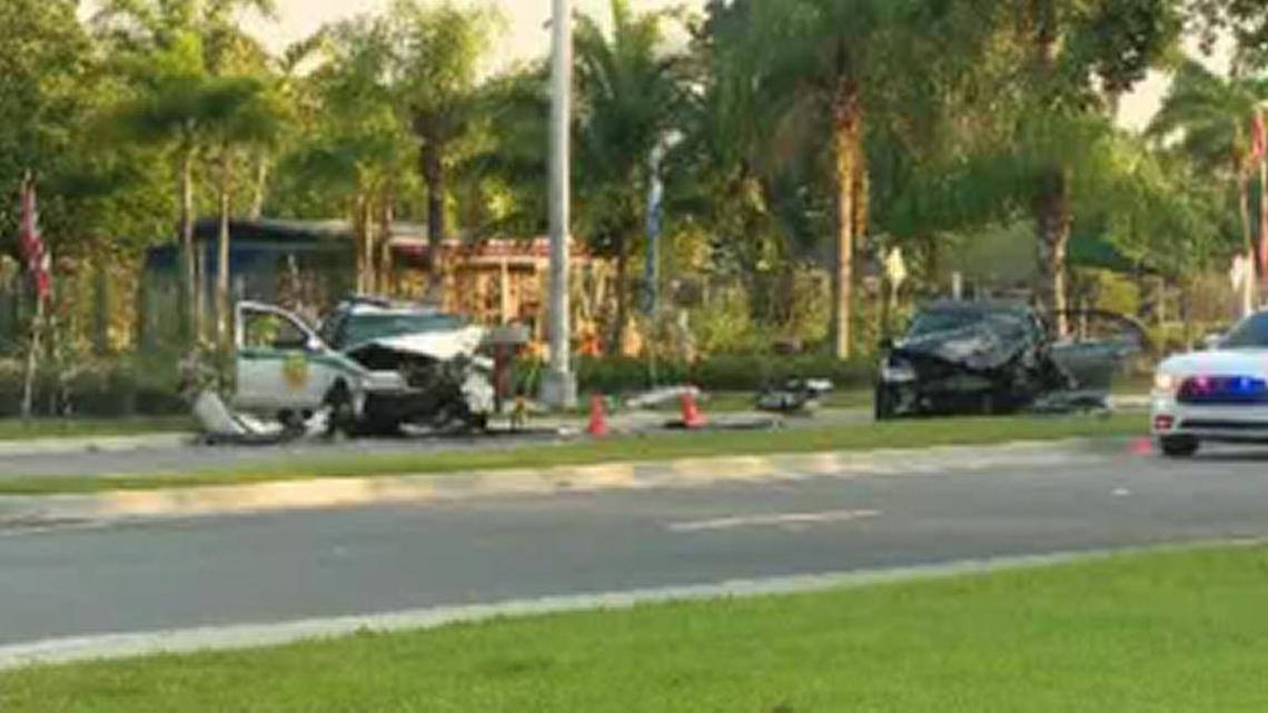 Two Miami-Dade police officers were injured early Sunday in a car crash in Southwest Miami-Dade.