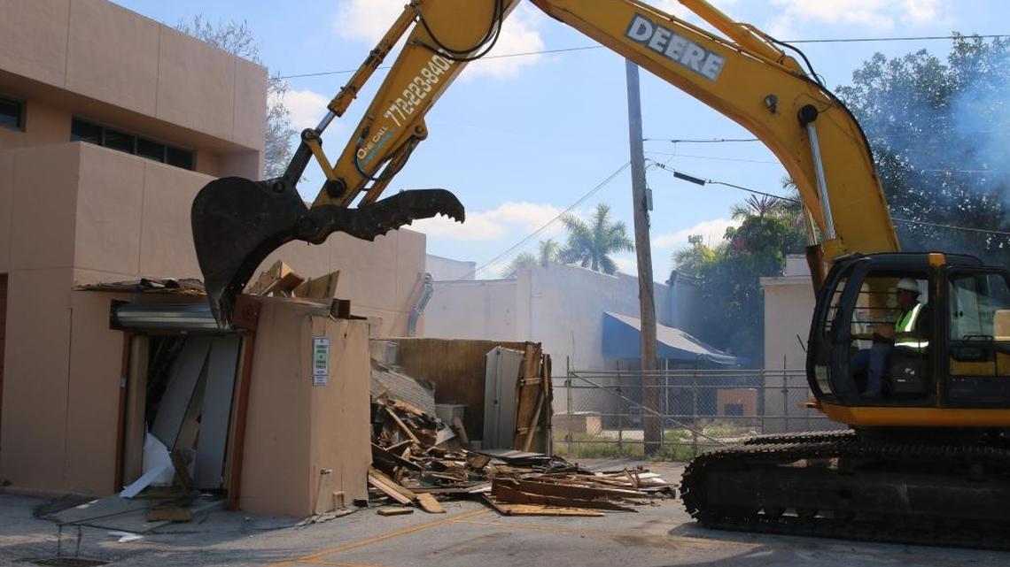 The city of Homestead held a groundbreaking ceremony on Friday that began with the demolition of the former police station. The station will be replaced by a transit and entertainment complex.