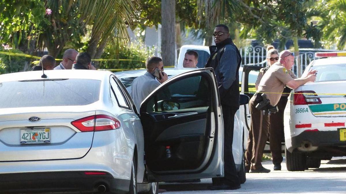 Miami-Dade police at the scene of the 12200 block of Southwest 217th Street in Southwest Miami-Dade were they are investigating the death of a baby boy inside his home Thursday morning, Jan. 18, 2018.