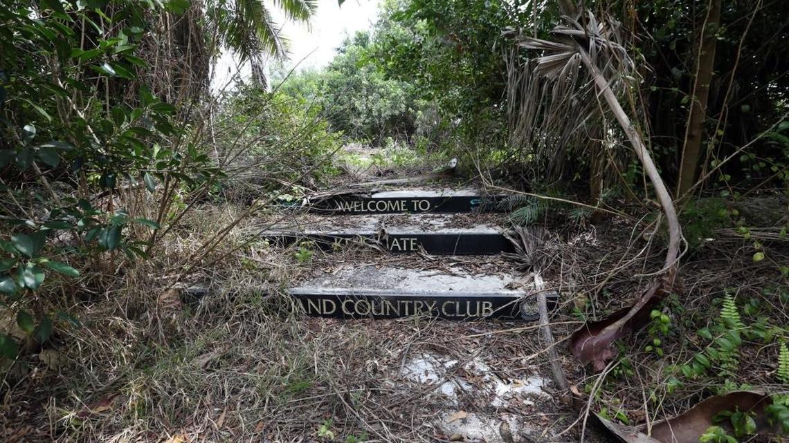 Steps along a walkway at the Keys Gate Golf Course on Thursday, April 6, 2017. The course has been abandoned for several years now by a developer who didn't get his zoning requests approved.