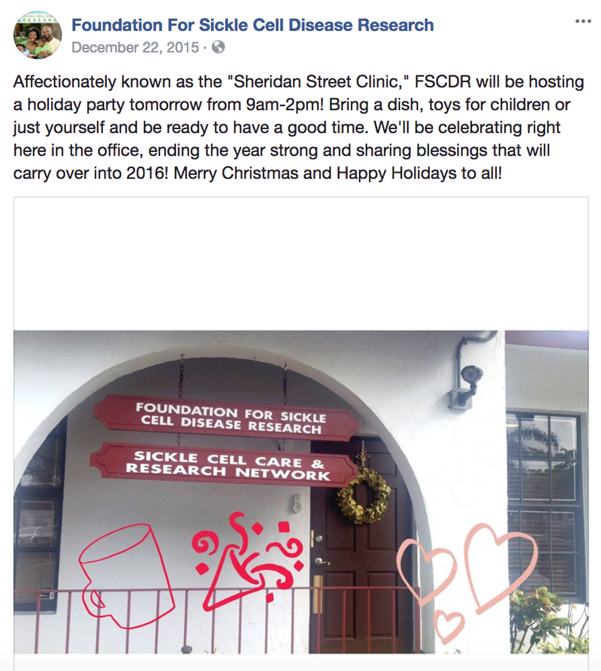 A Facebook posting about the clinic in Hollywood