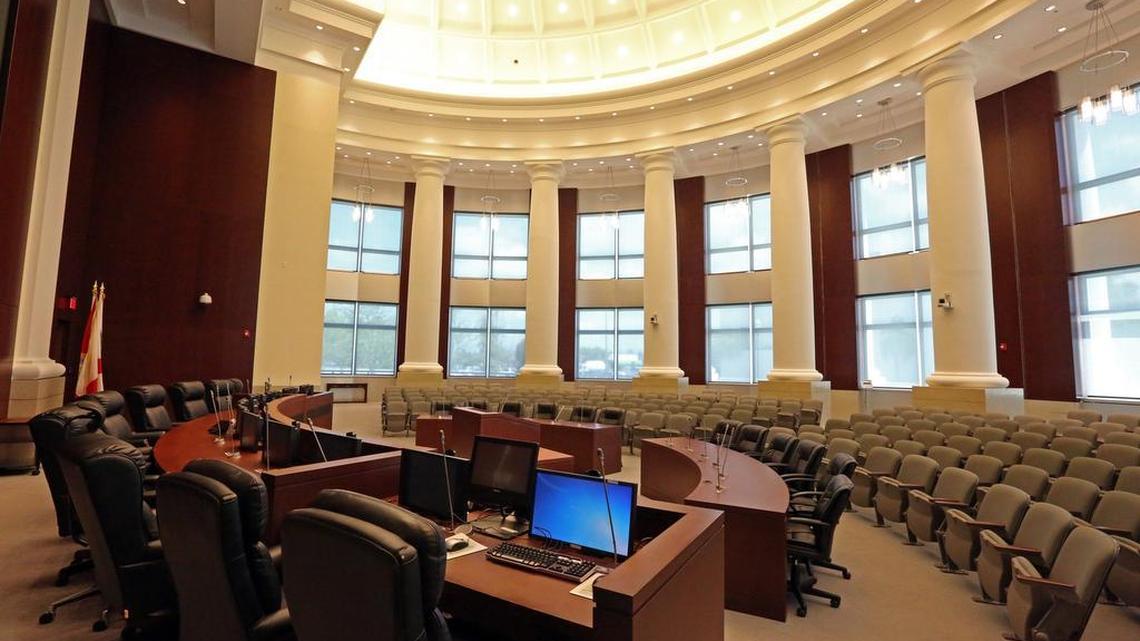 The Council Chamber inside of the new Homestead City Hall.