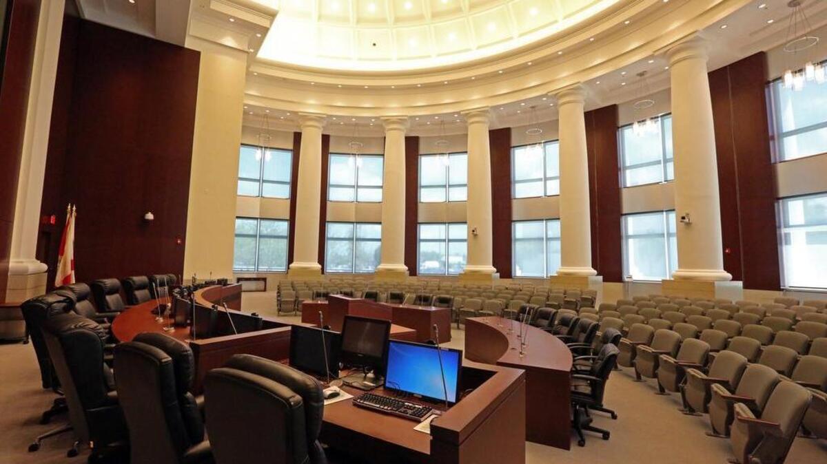 The Council Chamber inside of the new Homestead City Hall.