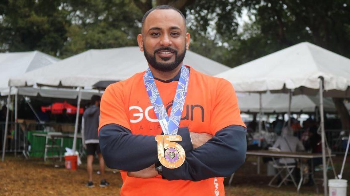 Bharath “Reddy” Narahari, after his first Miami Marathon in 2017.