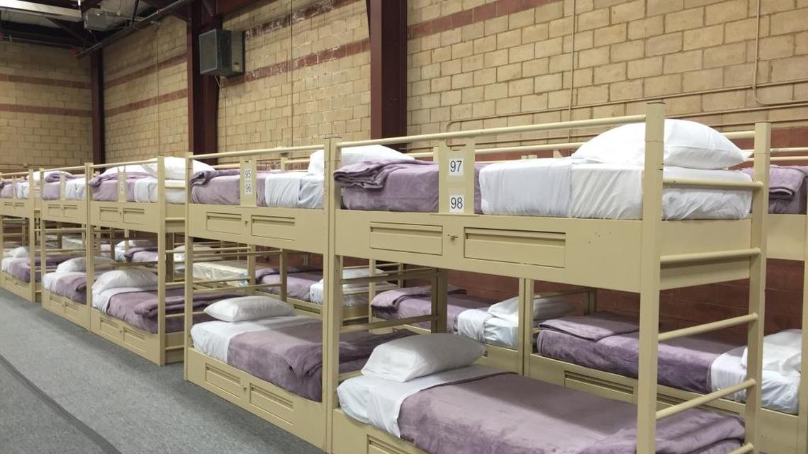 The Homestead shelter is larger but similar to this temporary shelter, now closed, at Holloman Air Force Base in New Mexico.