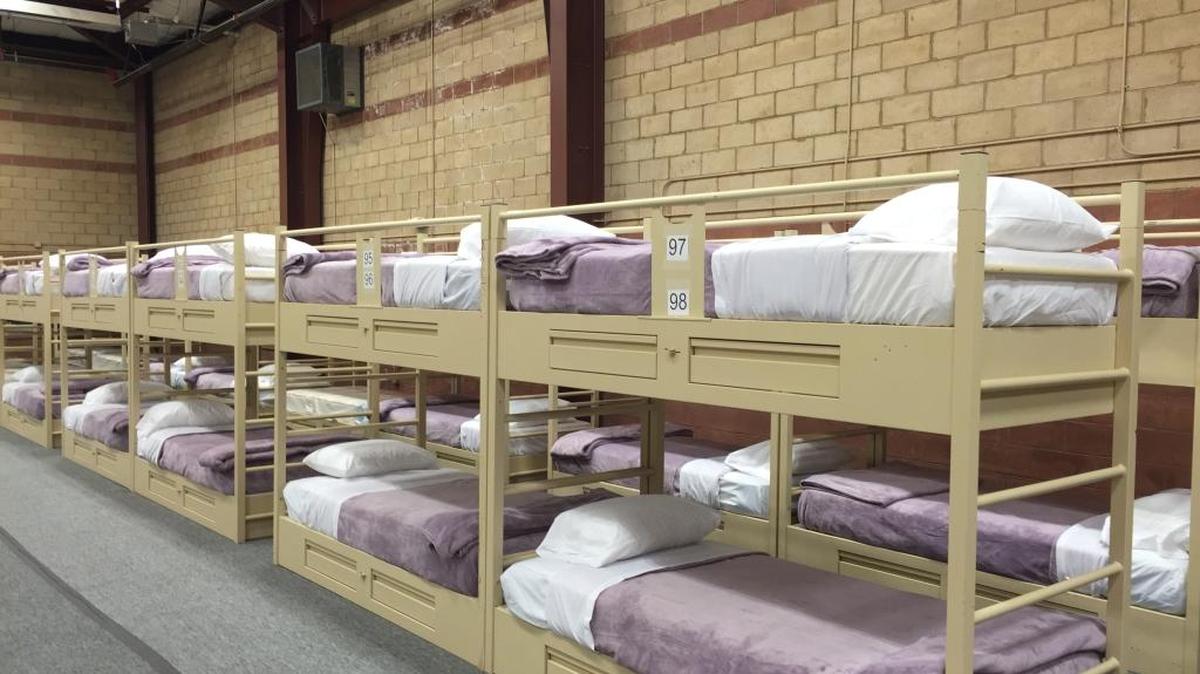 The Homestead shelter is larger but similar to this temporary shelter, now closed, at Holloman Air Force Base in New Mexico.