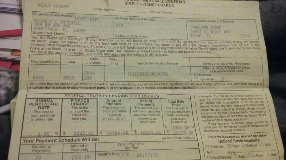 
Mitchell Mitchell’s car-financing contract. 
