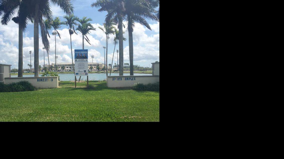
Homestead police have moved out of the old station and into a temporary site inside the Homestead Sports Complex, an old baseball stadium built for the Cleveland Indians to use for spring training in 1991. After Hurricane Andrew, the team relocated to Winter Haven and now practices in Arizona.
