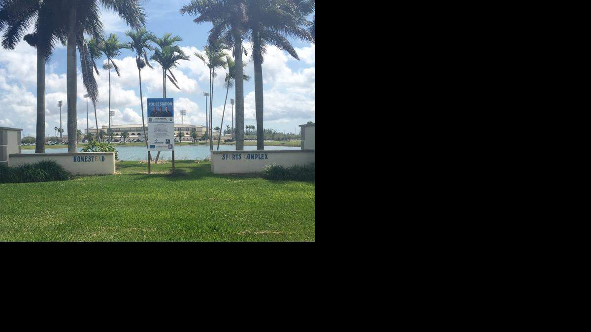 
Homestead police have moved out of the old station and into a temporary site inside the Homestead Sports Complex, an old baseball stadium built for the Cleveland Indians to use for spring training in 1991. After Hurricane Andrew, the team relocated to Winter Haven and now practices in Arizona.
