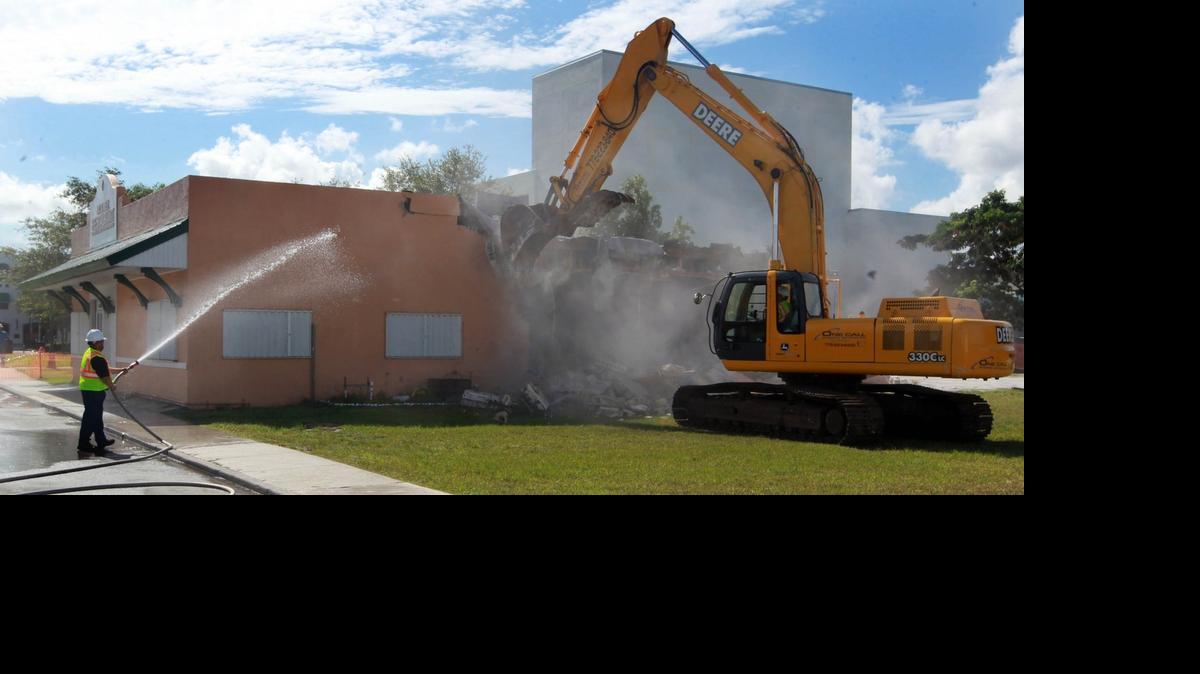 
The City of Homestead demolished two buildings on Tuesday, July 14, to make way for an expanded Losner Park. City officials believe the expanded park will help revitalize downtown.
