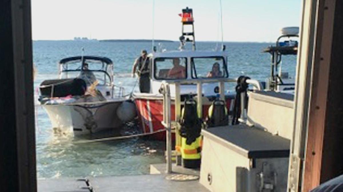 Four people were injured Sunday in South Miami-Dade after their boat hit a channel marker.