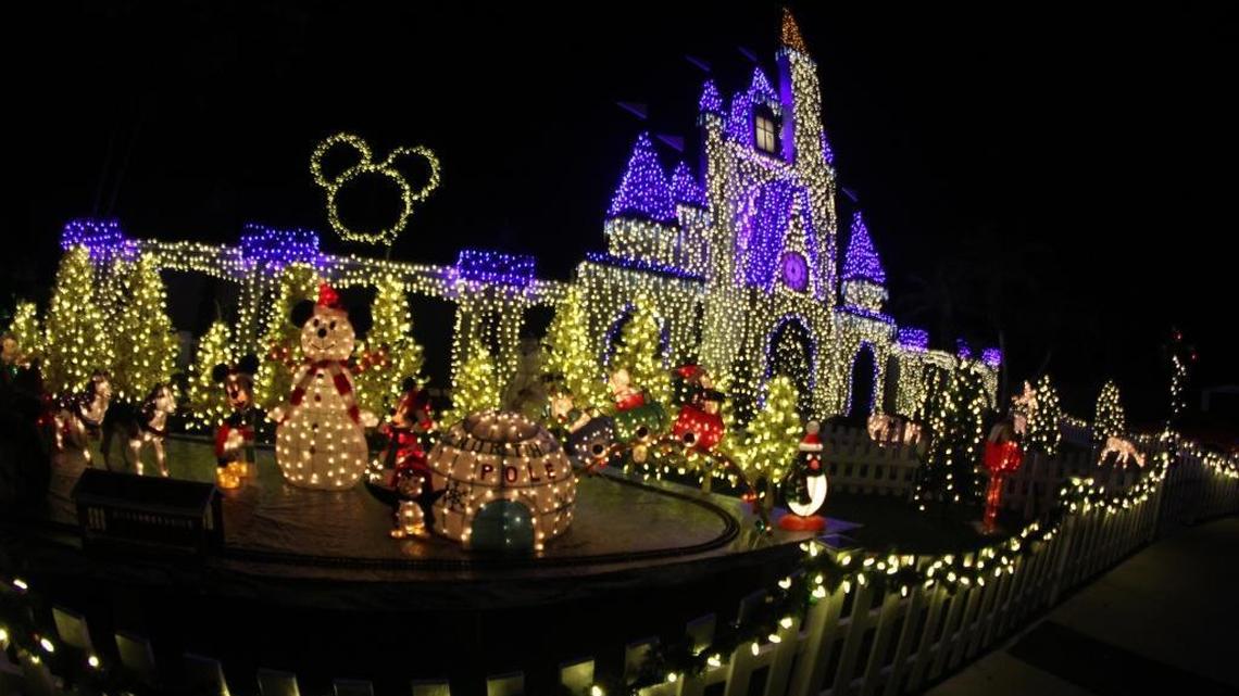 The Christmas Castle is among the most elaborate displays in Miami. A facade dressed with more than 50,000 lights is put up in front of the home. The lights are controlled by a computer and synchronized with holiday music.