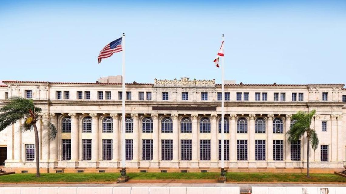 A panoramic view of the David Dyer Federal Building in Downtown Miami in 2016.