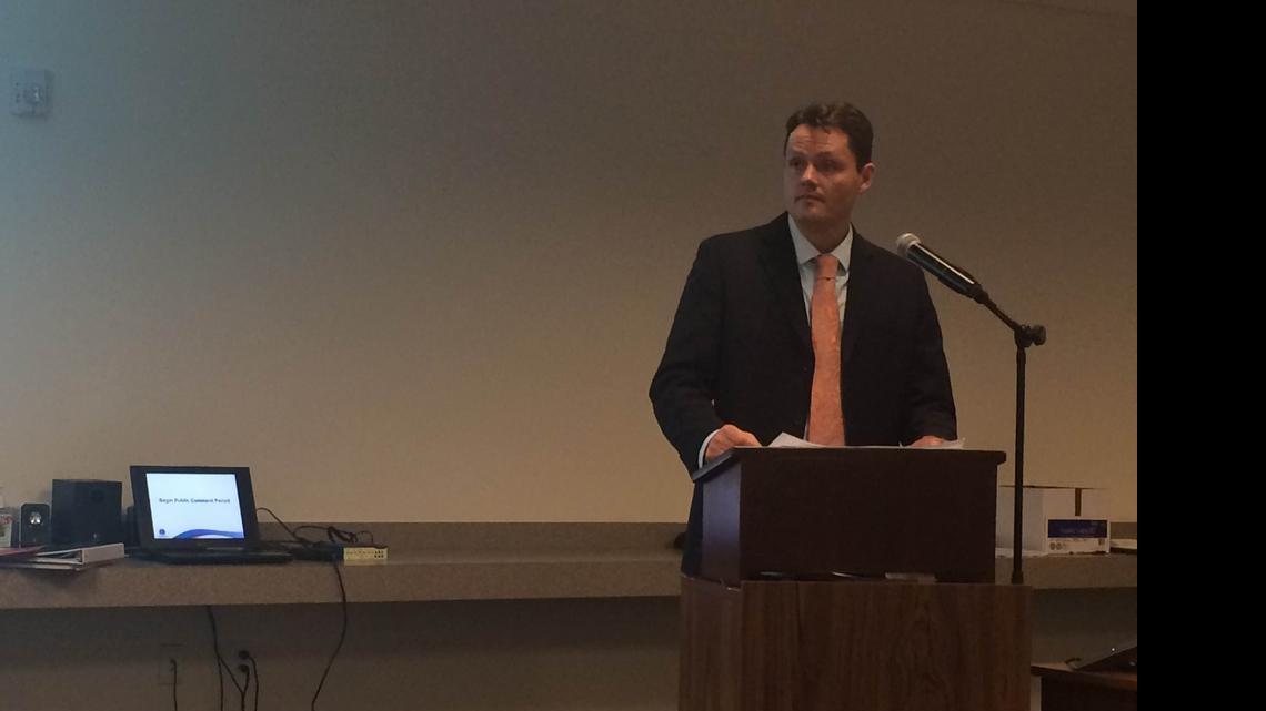 
Justin Senior, deputy secretary for Medicaid at the Agency for Health Care Administration, at a public comment meeting in Doral to discuss AHCA’s request to the federal government to expand a $2.1 billion hospital funding program known as the Low Income Pool. 
