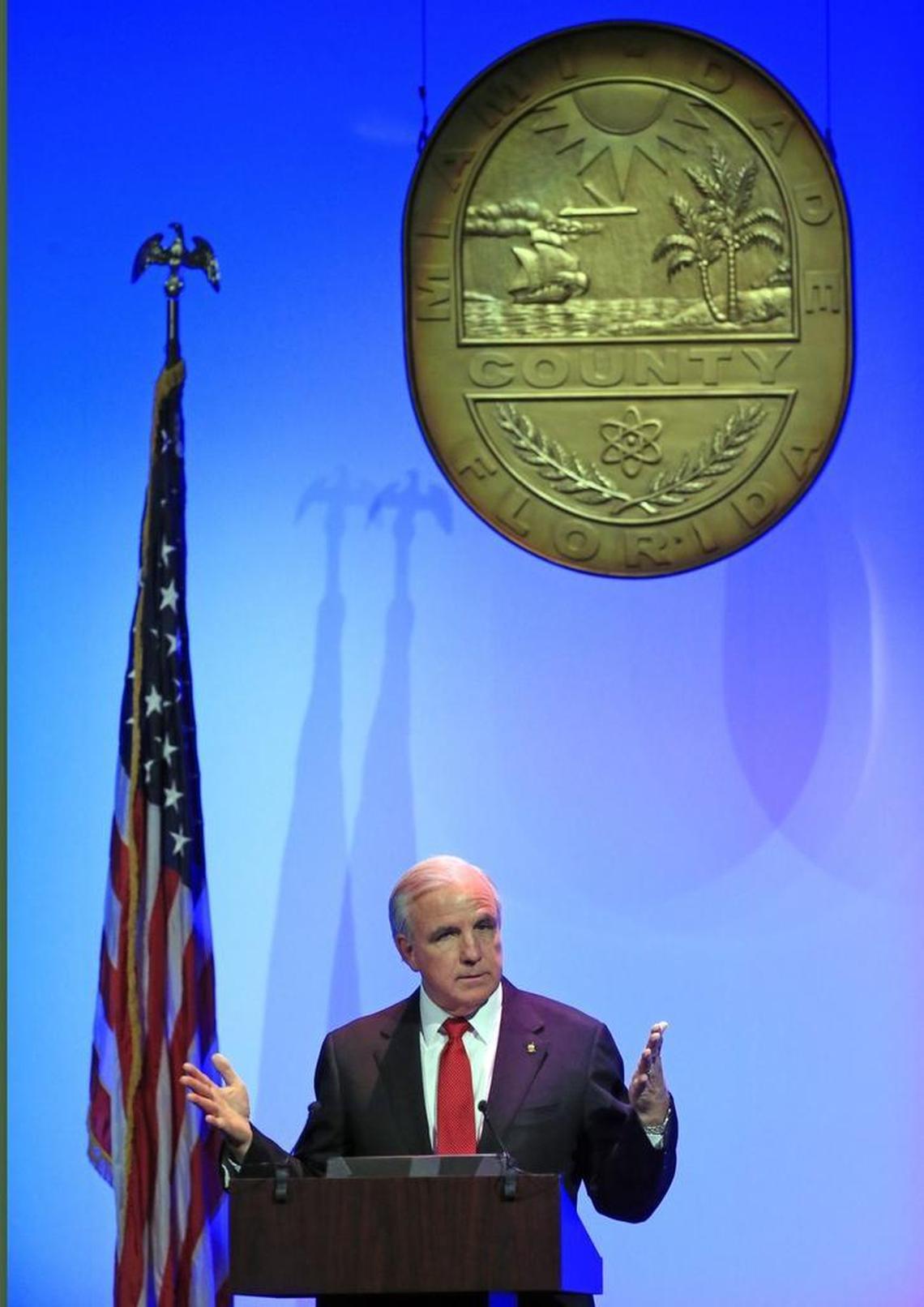 Miami-Dade Mayor Carlos Gimenez gives his 2018 State of the County Address at the Miami-Dade County Auditorium on Tuesday, Jan. 30, 2018.
